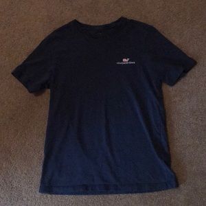 Vineyard Vine navy blue shirt with pink whale